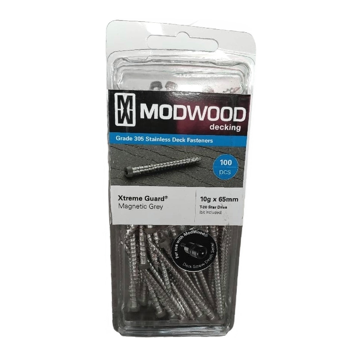 Modwood Timber Colored Screws - 10Gx65mm - Magnetic Grey (100pcs)