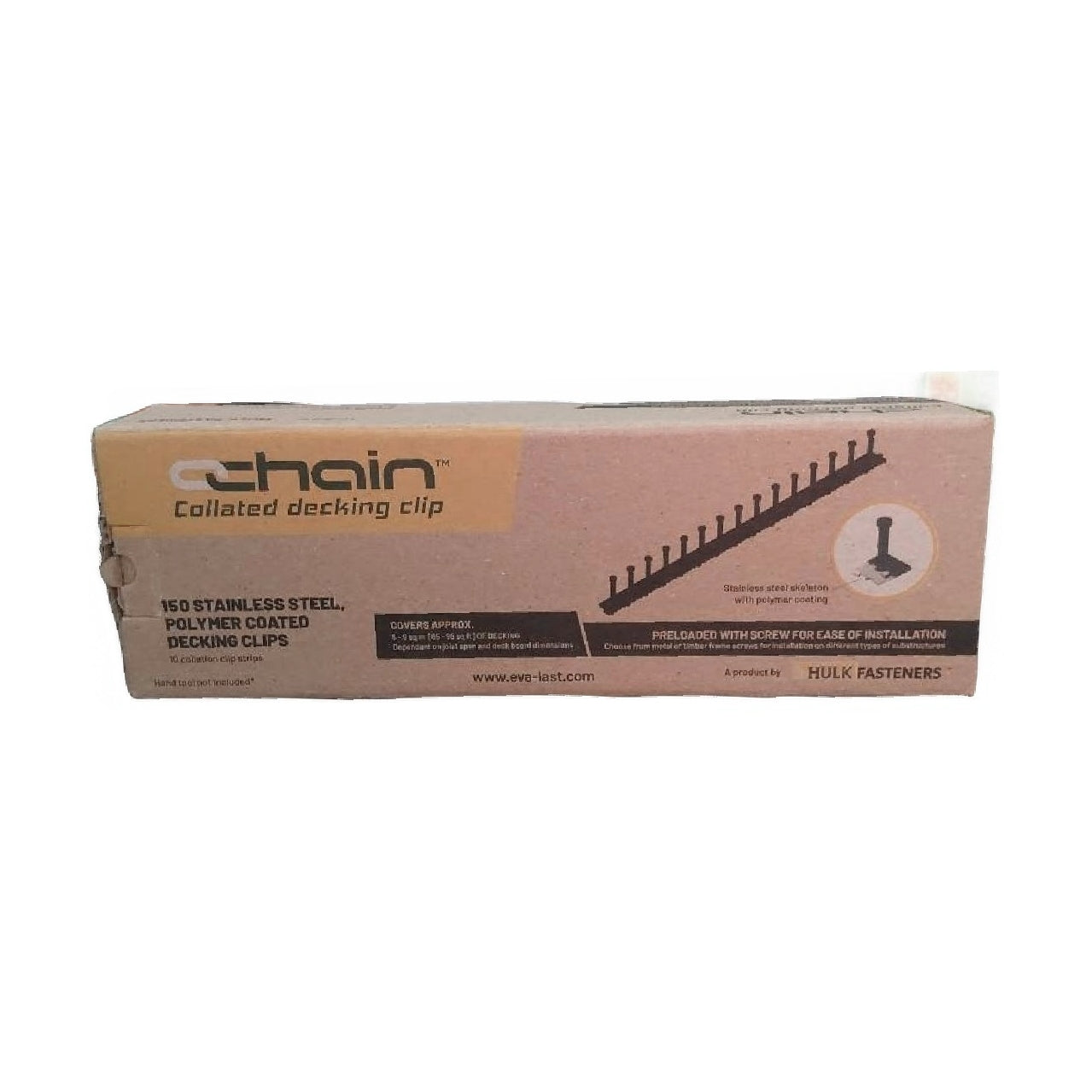 Hulk Fasteners Chain Collated Decking Clip - Timber