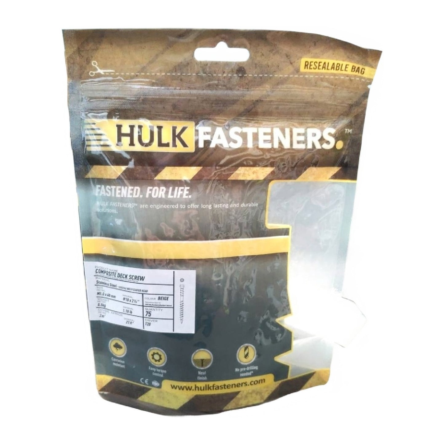 Hulk Fasteners Colored Timber Screw - Beige (75pcs)