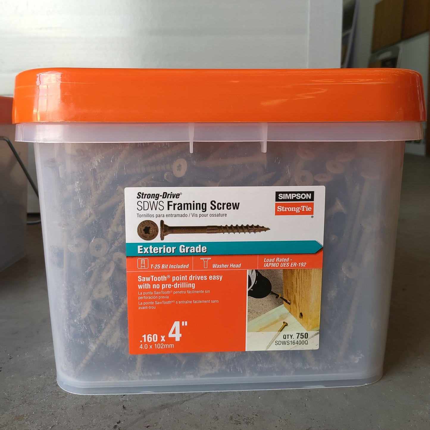 Simpson 4.0 X 102mm Strong Drive SDWS Framing Screw (750 Pcs) SDWS16400Q