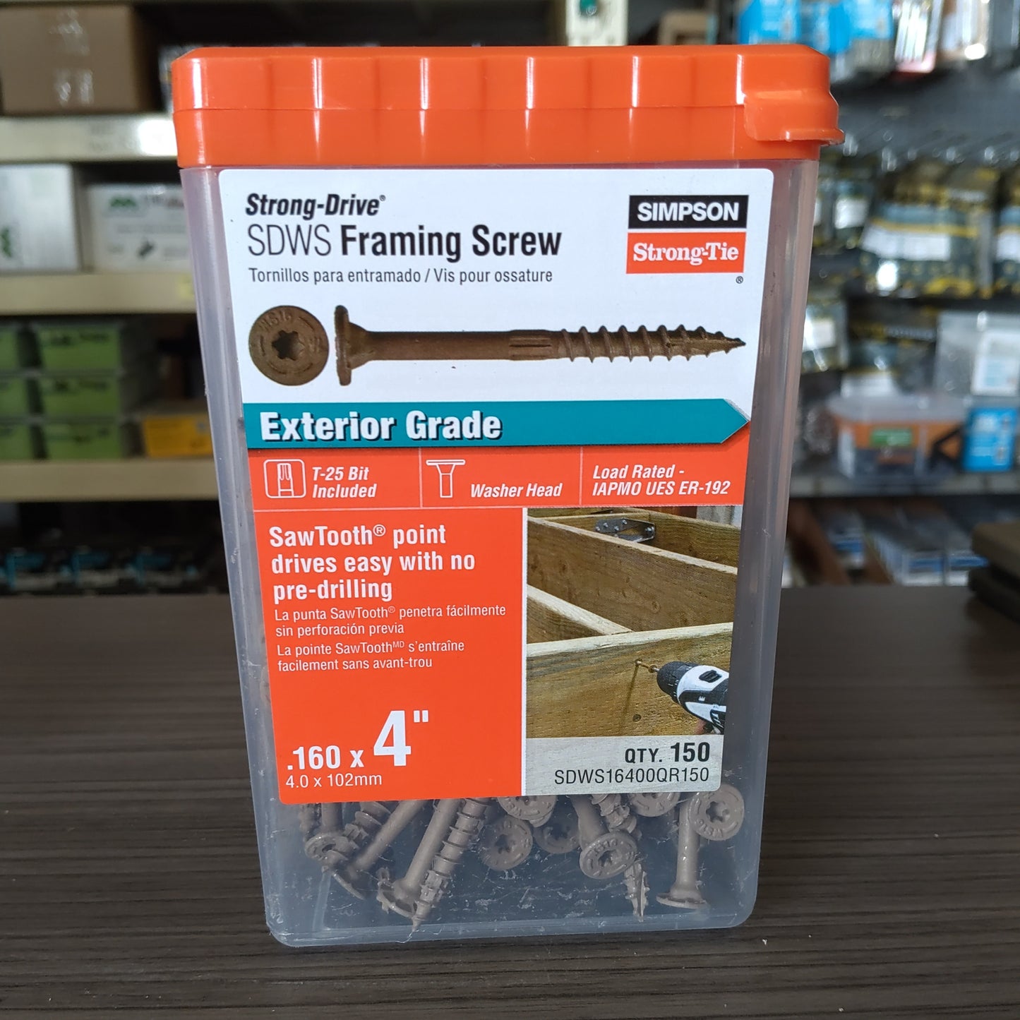 Simpson 4.0 X 102mm Strong Drive SDWS Framing Screw (150 Pcs) SDWS16400QR150