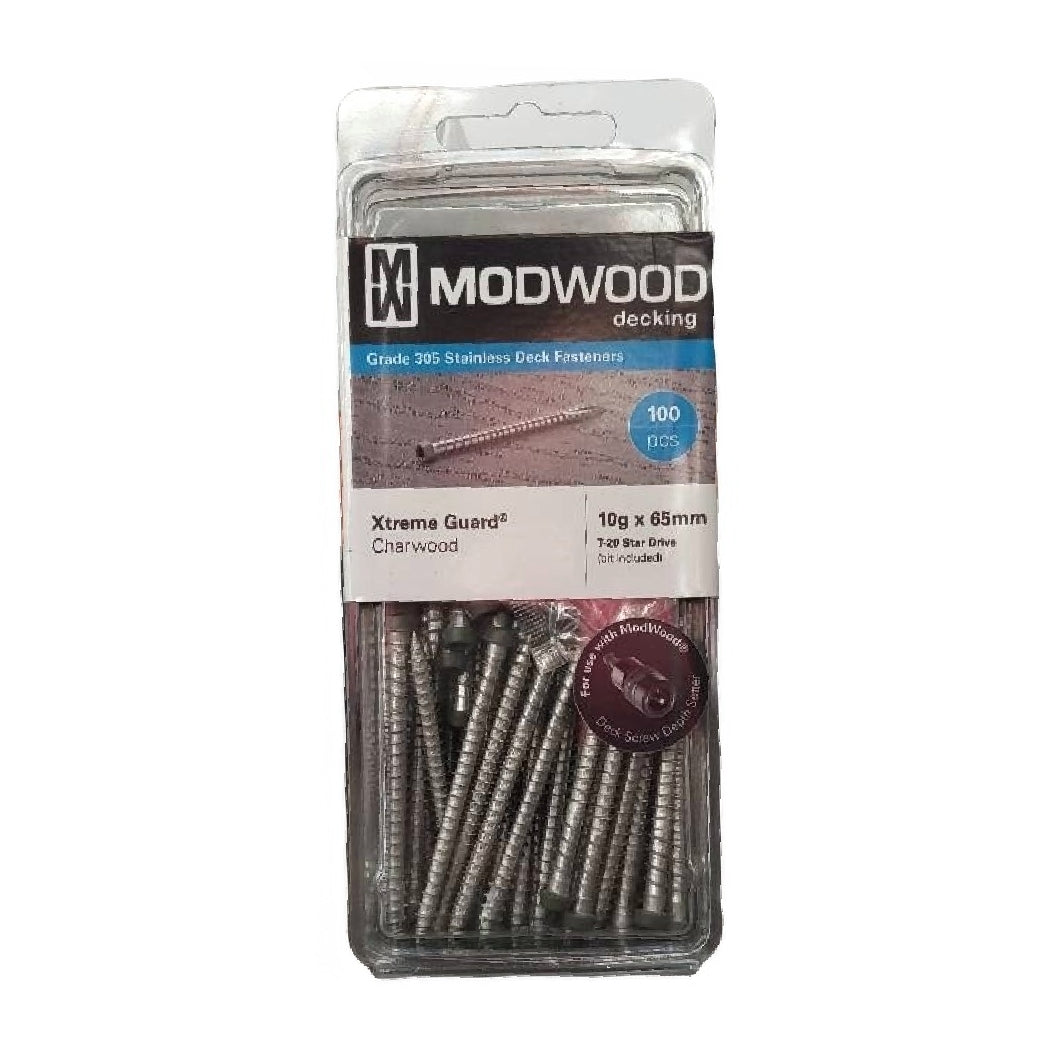 Modwood Timber Colored Screws - 10Gx65mm - Charwood (100pcs)