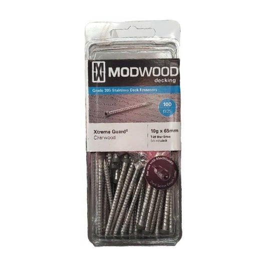 Modwood Timber Colored Screws - 10Gx65mm - Charwood (100pcs)