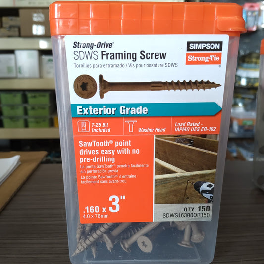 Simpson 4.0 X 76mm Strong Drive SDWS Framing Screw (150pcs) SDWS16300QR150