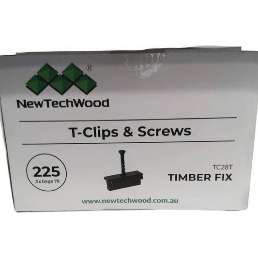Newtechwood Cobra T-clips & Screws 5.5mm Gap 225 Box - Timber (TC28T)
