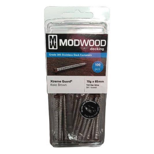 Modwood Timber Colored Screws - 10Gx65mm - Koko Brown (100pcs)