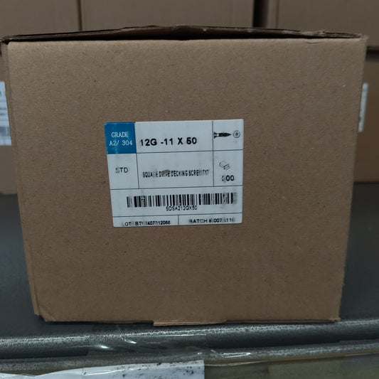 Inox Square Drive Decking Screw A2 (304) 12G-12X50 T17 W/RIBS 500 per box