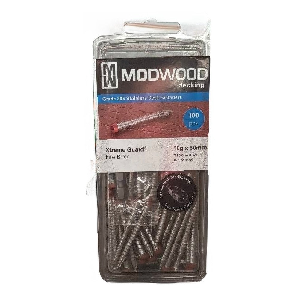 Modwood Timber Colored Screws - 10Gx65mm - Fire Brick (100pcs)